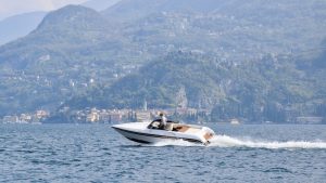 Bellagio boat charter tour in front of Varenna